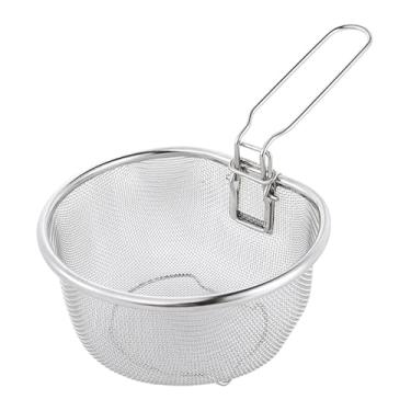 Imagem de WeiLaiKeQi Cesta para fritura com alça longa em aço inoxidável, versátil, peneira de malha para cozinha, filtro de óleo para macarrão doméstico, Diâmetro 17.8cm