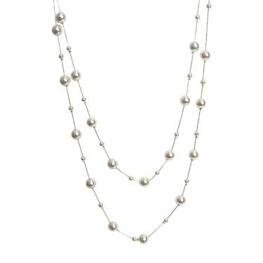 Imagem de Colar Perola Longo Comprido Festa Noiva Casamento P Delicado Luxo Elegante- Gargantilha Pérola Anos 60 Anos 80 Corrente Dourada-Presente Feminino Mãe Avó Senhoras Bolinhas Retrô Vintage