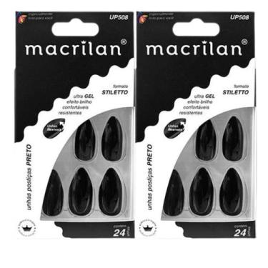 Imagem de Kit 2 Unhas Postiças Stiletto Preta UP508 - Macrilan