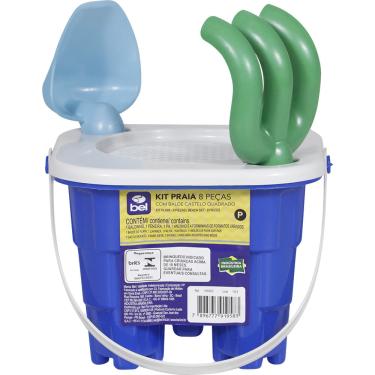 Imagem de Kit Baldinho de Praia Castelinho com 8 Peças Cores Sortidas (P) Bel