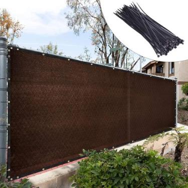 Imagem de Cerca de tela de privacidade Royal Shade Brown 1,5 m x 3 m com abraçad