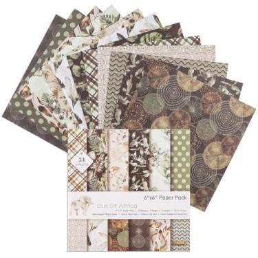 Imagem de 12 folhas de blocos de papel para scrapbook, 12 designs de 15,2 x 15,2 cm, papel de cartolina padronizado em um lado, papel decorativo de 160 g/m², bloco de recortes para projetos DIY (elefante)