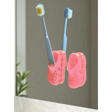 Imagem de 1 par de mini porta-escova de dentes rosa - organizador adesivo de montagem na parede, cozinha e mesa - sem armazenamento de caneta furadora, decoração de casa divertida