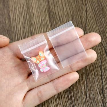 Imagem de 100 peças de mini sacos de plástico com zíper, sacos de poliéster transparentes resseláveis de 0,98 x 3,8 cm, pequenos sacos ziplock para anéis de joias, botões, 8 mm de espessura