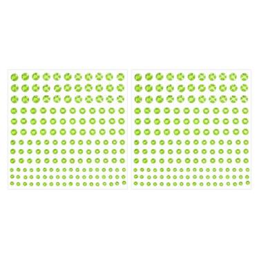 Imagem de Adesivos autoadesivos de strass, 2 peças de adesivos de joias de pedras de rosto folha de enfeite de cristal para artesanato decoração de unhas maquiagem faça você mesmo, verde claro
