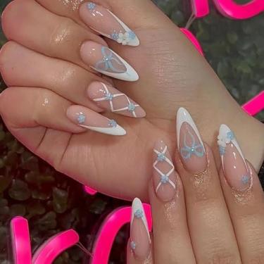 Imagem de Decoração de unhas, unhas postiças, cola de cobertura completa nas unhas, bastão de acrílico nas unhas para decoração de manicure feminina