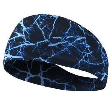 Imagem de Faixas de cabelo esportivas absorventes elásticas para academia, ioga, corrida (azul 2)