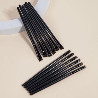 Imagem de 12 pincéis profissionais de sobrancelhas angulares de ponta dupla, cria e preenche sobrancelhas, cílios, delineador (preto)