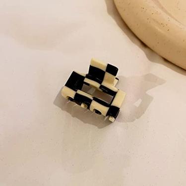 Imagem de Grampo de cabelo feminino retrô vintage pequeno tabuleiro de xadrez leopardo elegante japonês (D)