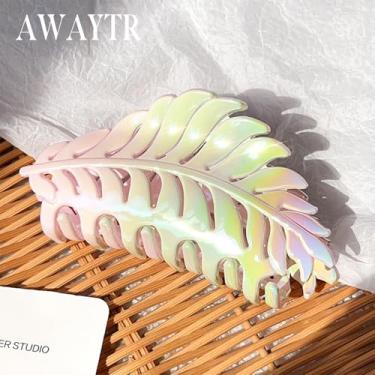 Imagem de Grampo de cabelo de folha gradiente colorido - acessório de cabelo elegante e cativante para mulheres (gradiente ciano)