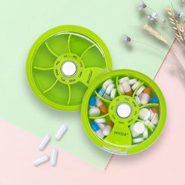 Imagem de Organizador semanal de comprimidos para viagem, caixa de comprimidos diária de 7 dias, estojo de comprimidos portátil para suplementos de óleo de peixe, organizador de vitaminas