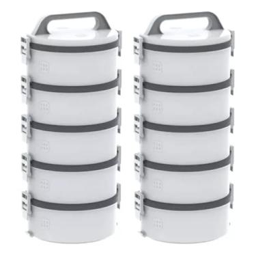 Imagem de Kit 2 Conjuntos de Marmitas Térmicas - 10 Peças 1,5L - Com Divisórias, Manutenção de Temperatura 4h