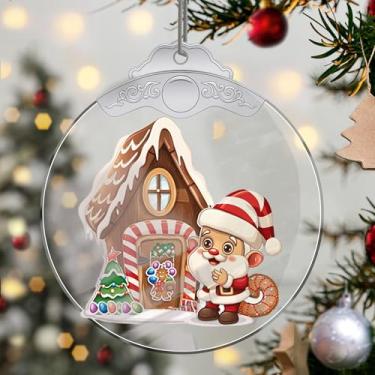 Imagem de Enfeites de Natal para pendurar em cristal de Papai Noel, enfeites de árvore de Natal feitos à mão, decoração de carro e casa - presentes de Natal, decoração de artesanato em acrílico, ideias de troca