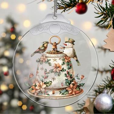 Imagem de Enfeites de Natal para pendurar em cristal de sino, enfeites de árvore de Natal feitos à mão, decoração de carro e casa - presentes de Natal, decoração de artesanato em acrílico, ideias de troca de