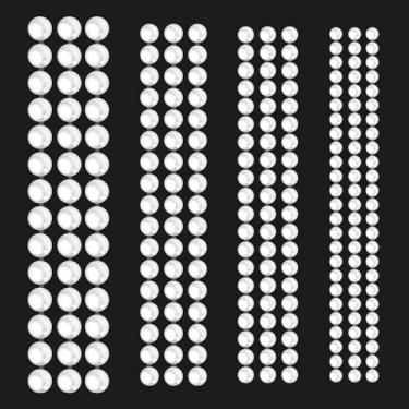 Imagem de 2800 peças/4 folhas autoadesivos de pérolas, 3 mm/4 mm/5 mm/6 mm, adesivos de beleza com parte traseira plana metade para maquiagem, artesanato, arte de unhas, scrapbooks, brincos, decoração de capa