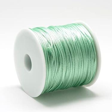 Imagem de Fio de nylon acetinado de 1 mm para fabricação de joias, contas brilhantes e sedosas, tranças, aparar, rosquear, embrulhar, artesanato, pulseiras de macramê Kumihimo, água-marinha