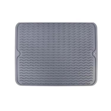 Imagem de Tapete De Silicone Para Cozinha | Escorredor De LouçA E Descanso Para Panelas Quentes | AntitéRmico E Antiderrapante(Cinza)