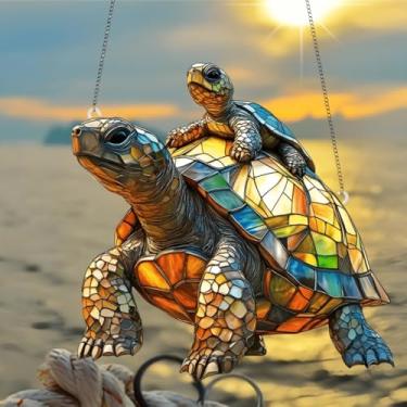 Imagem de 1 peça para pendurar apanhador solar de acrílico colorido, decoração de janela de 18 cm com design de vitral impresso, arte de parede de arco-íris, ideia de presente e ornamento de jardim, uso interno