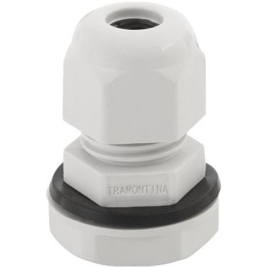 Imagem de Conector Prensa-cabo 1/4 Polegada Tramontina Em Termoplástico Cinza Com Bucha