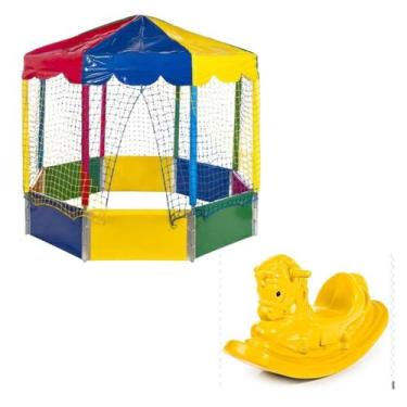 Imagem de Kit Brinquedos Playground Piscina de Bolinhas Oitavada 2,00m + Gangorr
