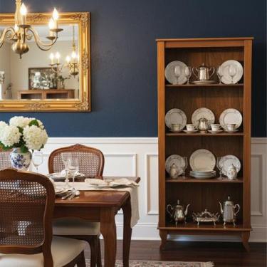 Imagem de Cristaleira de Madeira Antiga sem Portas Luiz Xv Castanho - CASA DA MA