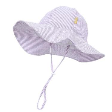 Imagem de Chapéu DASMINI para bebês com listras de aba larga UPF 50+ roxo