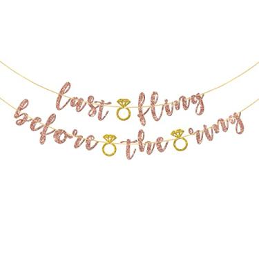 Imagem de Halodete Faixa Last Fling Before the Ring, faixa de noivado, chá de panela, decorações de guirlanda de festa de casamento - glitter ouro rosa