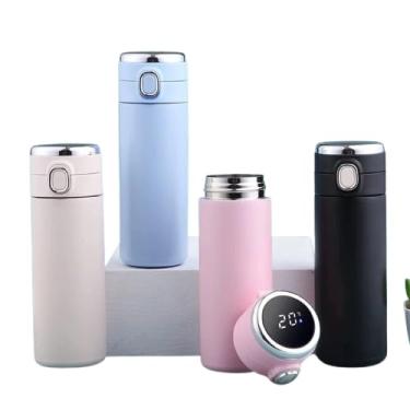 Imagem de Garrafa Térmica Premium com Termômetro Digital LED, Aço Inoxidável 304, 420ml, Display de Temperatura, Sistema Anti-vazamento, Parede Dupla, Cores Sortidas, Para Camping