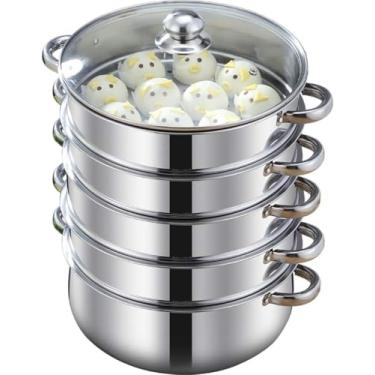Imagem de Engrossar Panela A Vapor 40 Cm Três Andares Engrossar Fogão De Indução A Gás Multiuso Panelas Universais