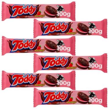 Imagem de Biscoito Toddy Recheado Morango Bolacha 100g Kit 6 Pacotes Kits na Web