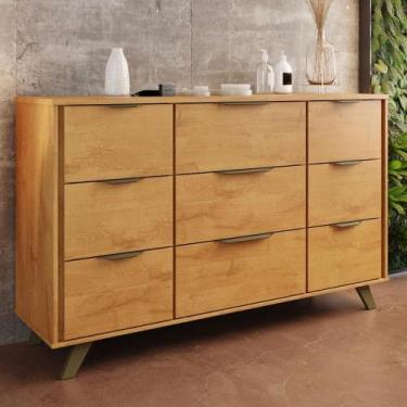 Imagem de Cômoda 9 Gavetas com Pés de Madeira 100 MDF Olimpia Móveis Europa, Per