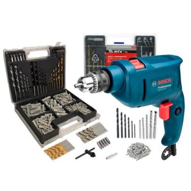 Imagem de Furadeira De Impacto 3/8 10mm Gsb450re-300p Re 127v Bosch Com Jogo De 