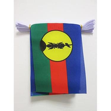 Imagem de AZ FLAG Nova Caledônia 6 metros BUNTING Bandeira 20 bandeiras 9'' x 6'' - Bandeiras de corda da Nova Caledônia 15 x 21 cm