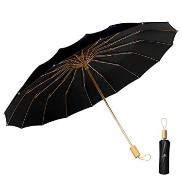 Imagem de Guarda-Chuva Compacto Sun/Rain, Upf 50 Uv Ion 16 Costelas de Fibra de Vidro Guarda-Chuva Dobrável Super À Prova de Vento, Guarda-Chuva Uv Para Viagem Com Bloqueio Solar Para Golfe
