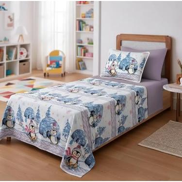 Imagem de Sul Brasil, Jogo de Cama Solteiro Completo Malha Vivaldi Kids Sul Brasil Cor:Pinguins
