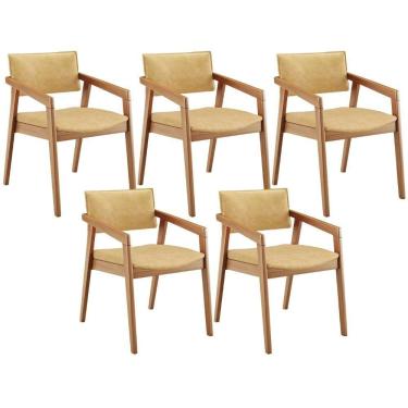 Imagem de Kit 05 Cadeiras Para Sala De Jantar Estar Living Giorgia L02 Couríssimo Casco Fendi - Lyam Decor