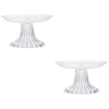 Imagem de Abaodam Conjunto de 2 peças de pratos de frutas de cristal, bandejas ovais de servir para travessas, bandeja de biscoitos, bandeja de lanche, bandeja de pedestal, bandeja de armazenamento de bolo,