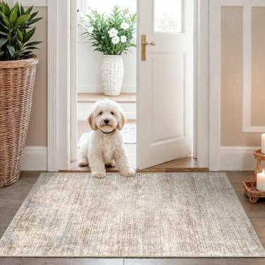 Imagem de Tapete de entrada lavável 5 x 7 cm: tapetes de cozinha abstratos pequenos para entrada de banheiro interno tapete antiderrapante com suporte de borracha tapete macio ultra fino para quarto área de