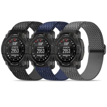 Imagem de Bolesi Pacote com 3 pulseiras de relógio de nylon elástico compatíveis com Garmin Instinct 2/3 de 45 mm/1 Solar, pulseira esportiva macia respirável ajustável de 22 mm para Instinct 2 Surf/Tactical
