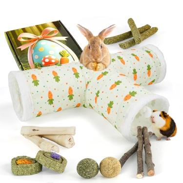 Imagem de LEXASTLE Túneis e tubos de coelho dobráveis 3 vias brinquedo esconderijo de coelho para coelhinho porquinho-da-índia furão gatinho (PT3)