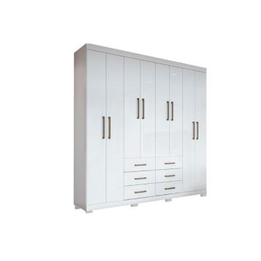 Imagem de Guarda Roupa 8 Portas E 6 Gavetas C/ Pés Liverpool Branco - Santos Andirá