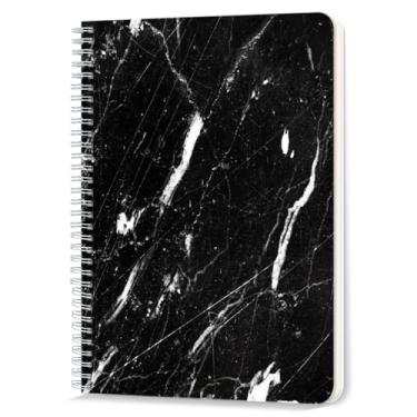 Imagem de Caderno em espiral, 100 páginas, 14,5 x 21 cm pautado para faculdade pautado, caderno espiral duplo para estudo e anotações, mármore preto