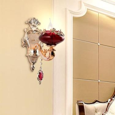 Imagem de Luminária de parede contemporânea de cristal para interiores, estilo europeu, luxuosa, com LED, para decoração de sala de estar, quarto, escritório, quarto modelo, hotel, casa de campo, corr