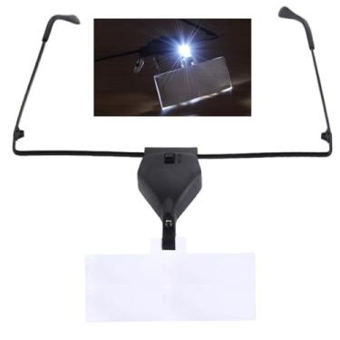 Imagem de Rongon Lupa de faixa de cabeça com lupa leve para mãos livres, 3 lentes substituíveis (1,5X, 2,5X, 3,5X) para extensões de cílios e artesanato de joias