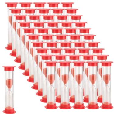 Imagem de JAPCHET 100 pacotes de temporizador de areia de 1 minuto, relógio de ampulheta, conjunto de temporizadores de contagem regressiva para lembrancinhas de festa de prêmio da escola em sala de aula,