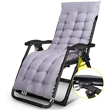 Imagem de Cadeiras de pátio reclináveis para pessoas pesadas ao ar livre praia acampamento portátil cadeira dobrável alargada com suporte para travesseiro de pescoço 200 kg (cor com almofada preta), com Gray