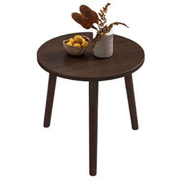 Imagem de Mesa de destaque pequena redonda | Moderna | Pedestal de mesa de cabeceira | Mesa de centro de madeira | Mesa lateral pequena para sala de estar e sala de jantar | Móveis para casa (pêssego)