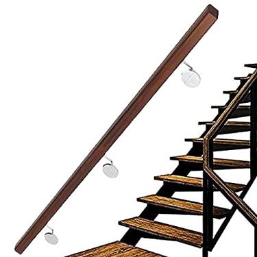 Imagem de SENNIAN Corrimãos de escada de madeira (1,3 m - 6 m), kit de barra de apoio de escada infantil para montagem na parede, varão de suporte antiderrapante para corrimãos de escada (tamanho: 1,8 m)