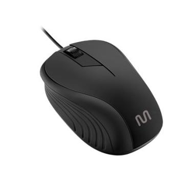 Imagem de Mouse Com Fio Wave Conexão USB 1200dpi Cabo de 130cm 3 Botões Textura Emborrachada Preto - MO222OUT [Reembalado] MO222OUT