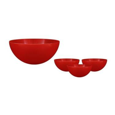 Imagem de Kit 4 Mini Bowl Vermelho 240Ml Plástico Premium - Bb Store